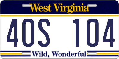 WV license plate 4OS104