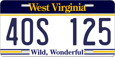 WV license plate 4OS125