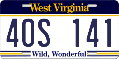 WV license plate 4OS141