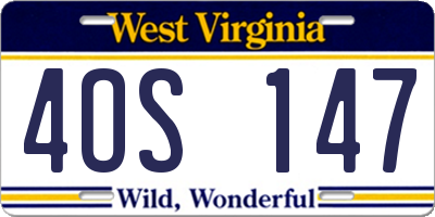 WV license plate 4OS147