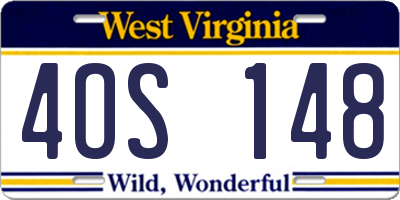 WV license plate 4OS148