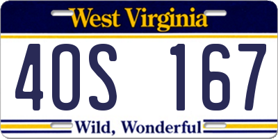 WV license plate 4OS167