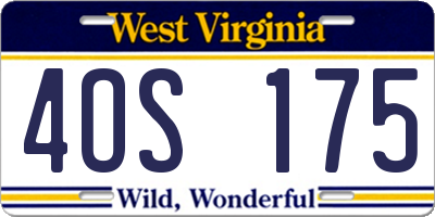 WV license plate 4OS175