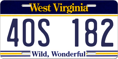 WV license plate 4OS182