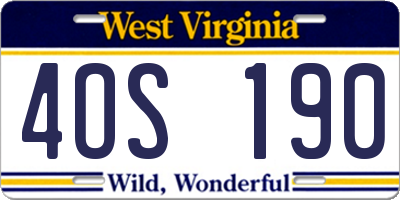 WV license plate 4OS190