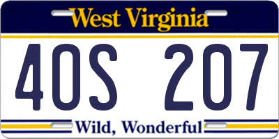 WV license plate 4OS207