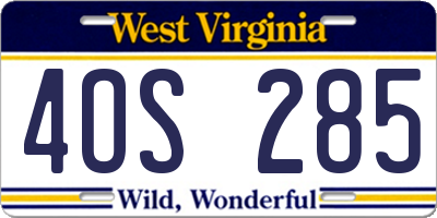 WV license plate 4OS285