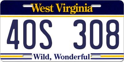 WV license plate 4OS308