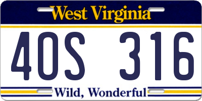 WV license plate 4OS316