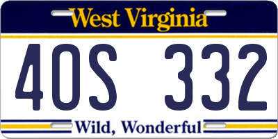 WV license plate 4OS332