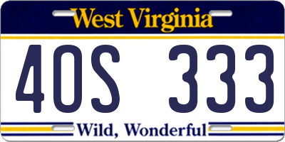 WV license plate 4OS333