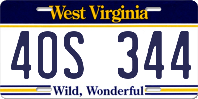 WV license plate 4OS344