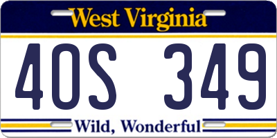 WV license plate 4OS349