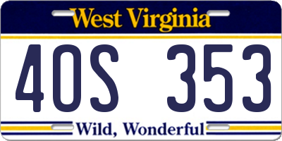 WV license plate 4OS353