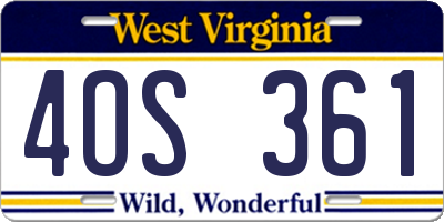 WV license plate 4OS361