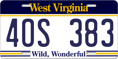 WV license plate 4OS383