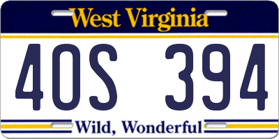 WV license plate 4OS394
