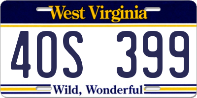 WV license plate 4OS399