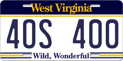 WV license plate 4OS400