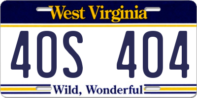 WV license plate 4OS404