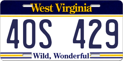 WV license plate 4OS429