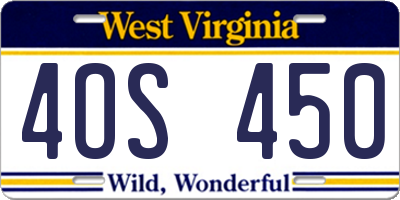 WV license plate 4OS450