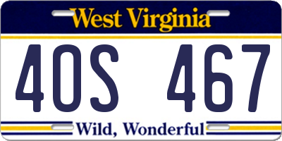 WV license plate 4OS467