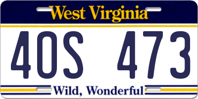 WV license plate 4OS473