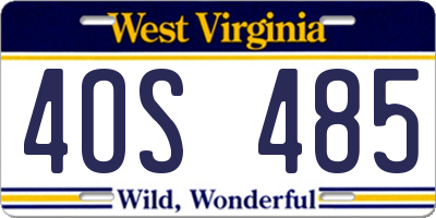 WV license plate 4OS485
