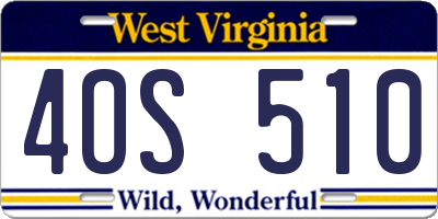 WV license plate 4OS510