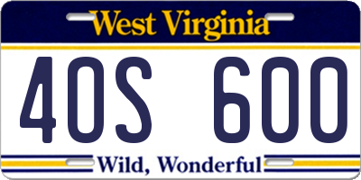 WV license plate 4OS600