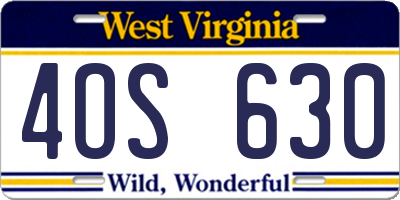 WV license plate 4OS630
