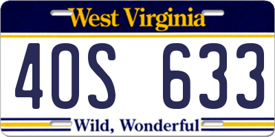 WV license plate 4OS633