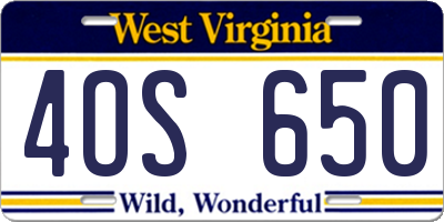 WV license plate 4OS650