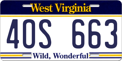 WV license plate 4OS663