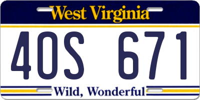 WV license plate 4OS671