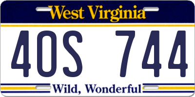 WV license plate 4OS744