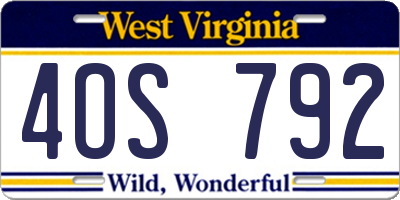 WV license plate 4OS792
