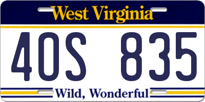 WV license plate 4OS835