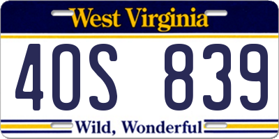 WV license plate 4OS839