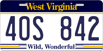 WV license plate 4OS842