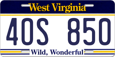 WV license plate 4OS850