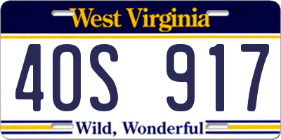 WV license plate 4OS917