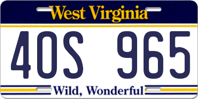 WV license plate 4OS965