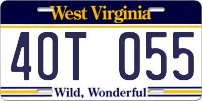 WV license plate 4OT055