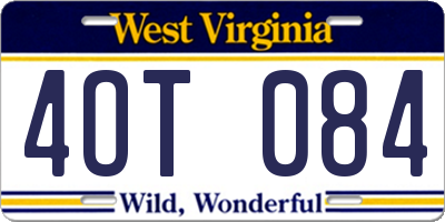 WV license plate 4OT084