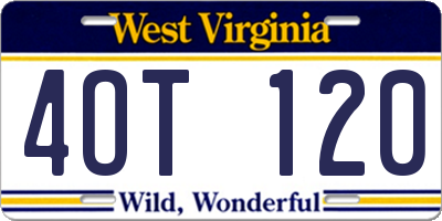 WV license plate 4OT120