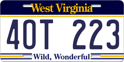 WV license plate 4OT223