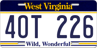WV license plate 4OT226