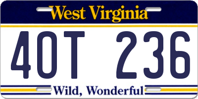 WV license plate 4OT236